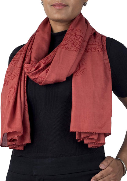 Yoga Scarf Meditation Shawl Large Wrap Hindu Prayer Stole OM Ganesha print