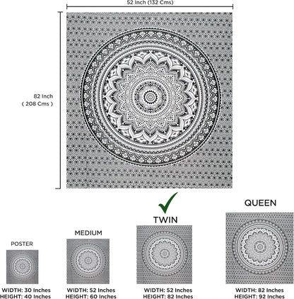 raajsee Indian Cotton Green Tapestry Mandala Wall Hangings- Tapestry For Bedroom - Indie Wall Tapestry Hippie Room Decor - Boho Small Tapestrys Aesthetic 30x40 Inches