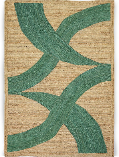 Premium Quality Jute Rug 4x6 Feet Area Rug Natural Fiber Jute Rugs Thick 0.27" Black Abstract Pattern Geometric Rugs for Kids Room, Living Room, Yoga Mat, Indoor Outdoor Carpet - Colors B