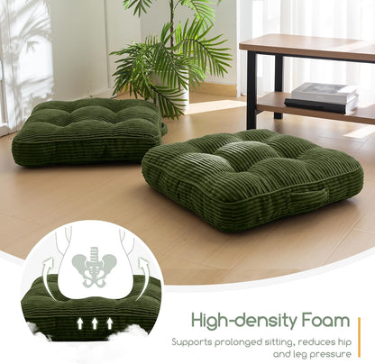 HIGOGOGO Floor Pillow Cushion for Adults, Meditation Cushion Pillow, Large Square Floor Sitting, Tufted Corduroy Cover, for Tatami Living Room or Yoga, 22x22 Inch, Dark Grey