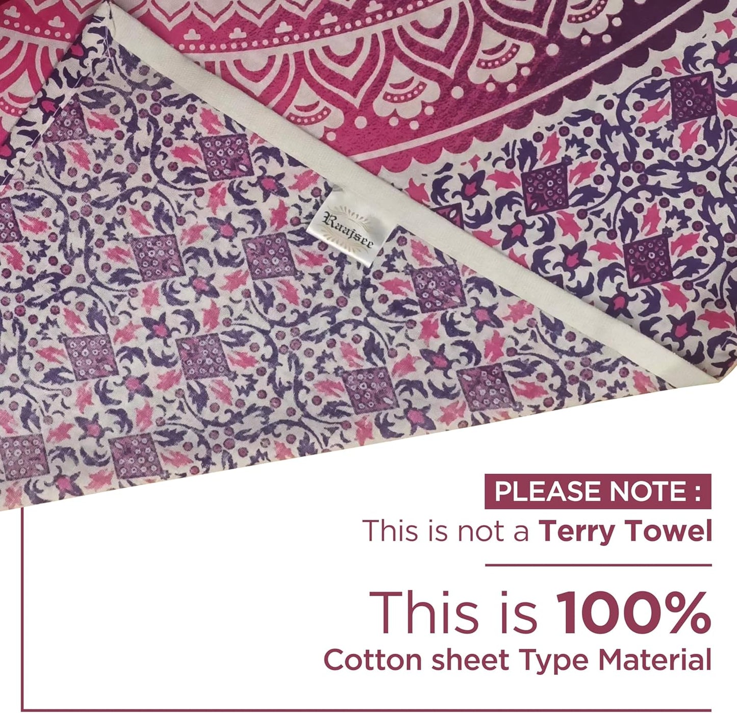 raajsee Purple Round Beach Tapestry Hippie/Boho Beach Blanket Mandala/Indian Cotton Throw - Round Tablecloth/Home Decor/Indie Rug Yoga Mat Meditation Picnic Rugs 127 CM / 50 INCHE Circle