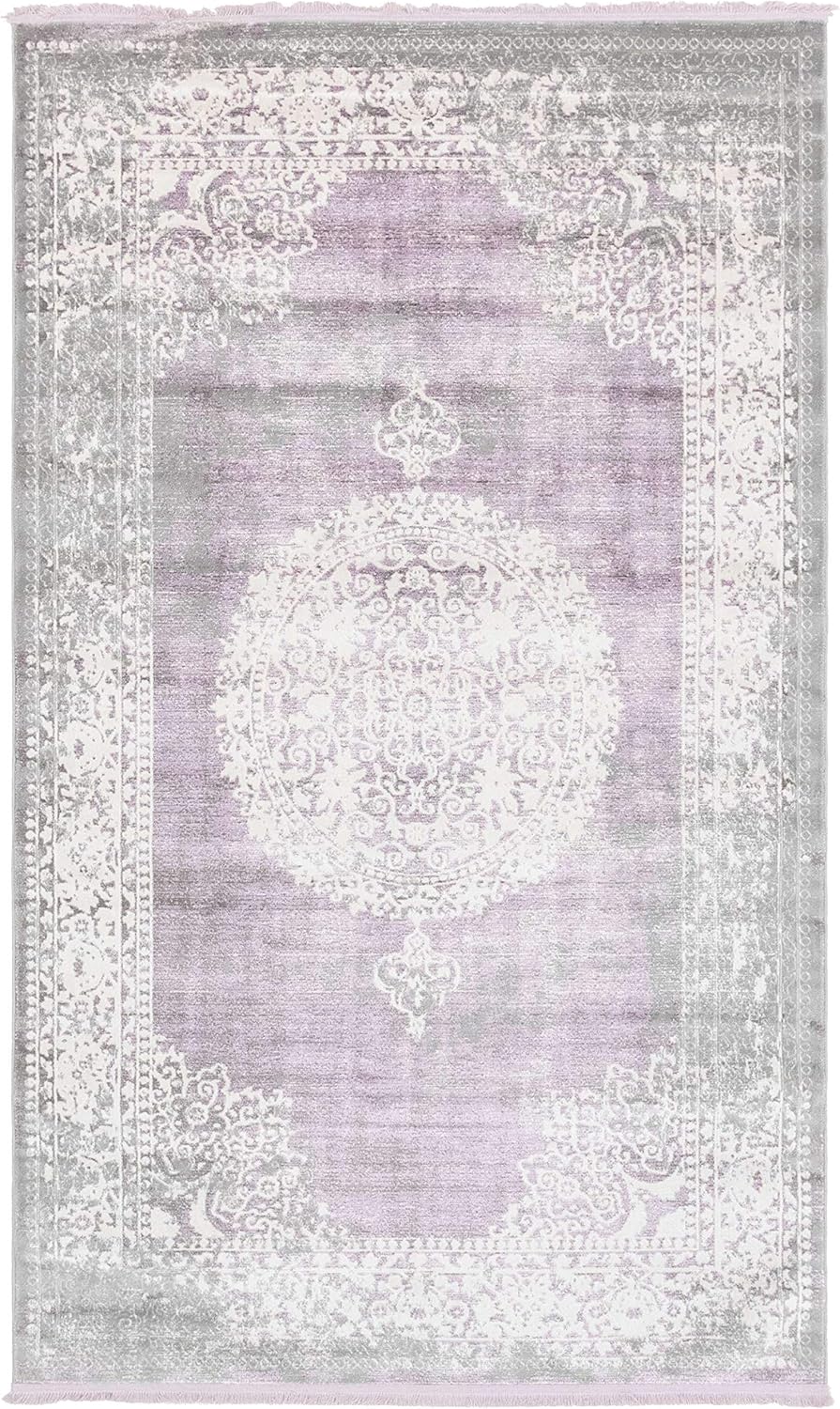Unique Loom New Classical Collection Area Rug - Olwen (4'Round, Purple/ Gray)