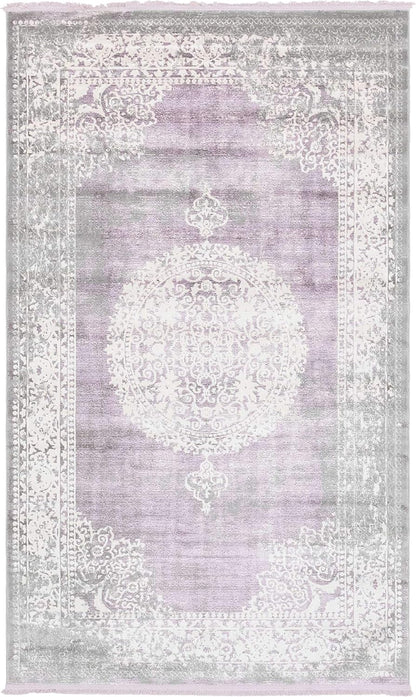 Unique Loom New Classical Collection Area Rug - Olwen (4'Round, Purple/ Gray)