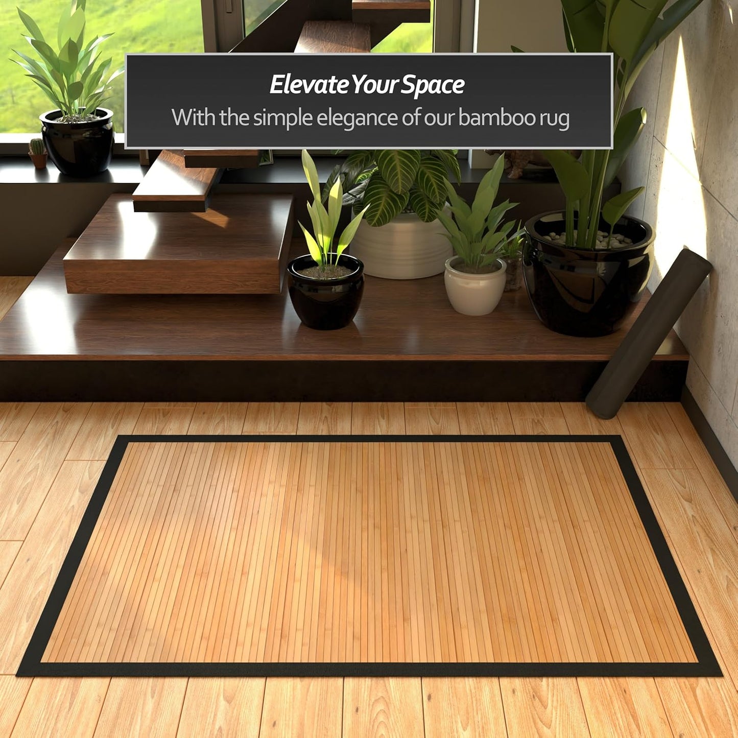 Red Lantern Bamboo Rug - Little Leaf - 4' x 6'