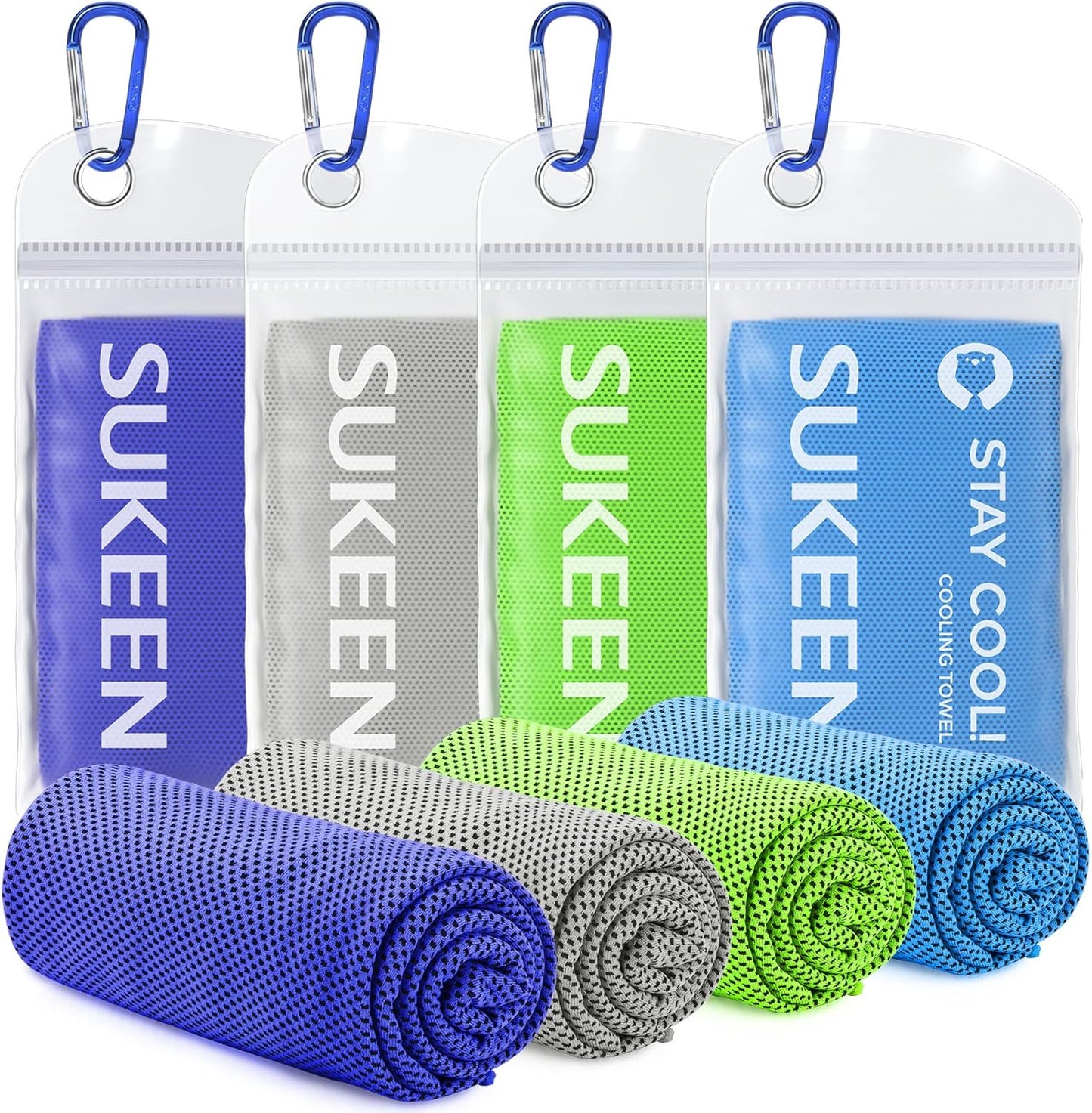 Sukeen 4 Pack Cooling Towels (40"x12"), Cooling Neck Wraps, Ice Towel, Soft Breathable Chilly Towel,Microfiber Towel for Yoga,Sport,Running,Gym,Workout,Camping,Fitness,Workout & More Activities