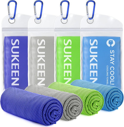 Sukeen 4 Pack Cooling Towels (40"x12"), Cooling Neck Wraps, Ice Towel, Soft Breathable Chilly Towel,Microfiber Towel for Yoga,Sport,Running,Gym,Workout,Camping,Fitness,Workout & More Activities