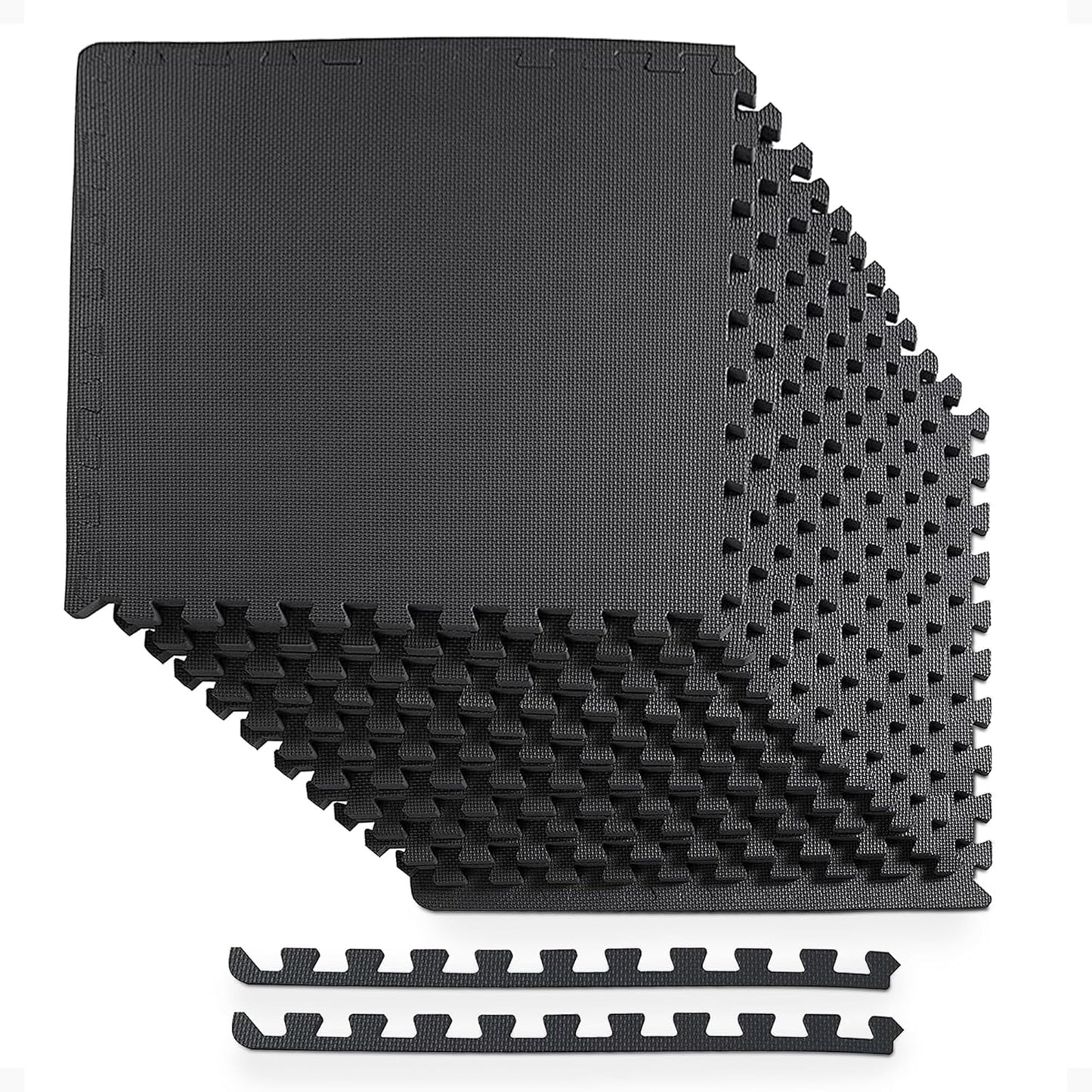 BalanceFrom Puzzle Exercise Mat 1" Thick, EVA Interlocking Foam Floor Tiles for Home Gym, Mat for Home Workout Equipment, Floor Padding for Kids, Black, 24 in x 24 in x 1 in, 24 Sq Ft - 6 Tiles