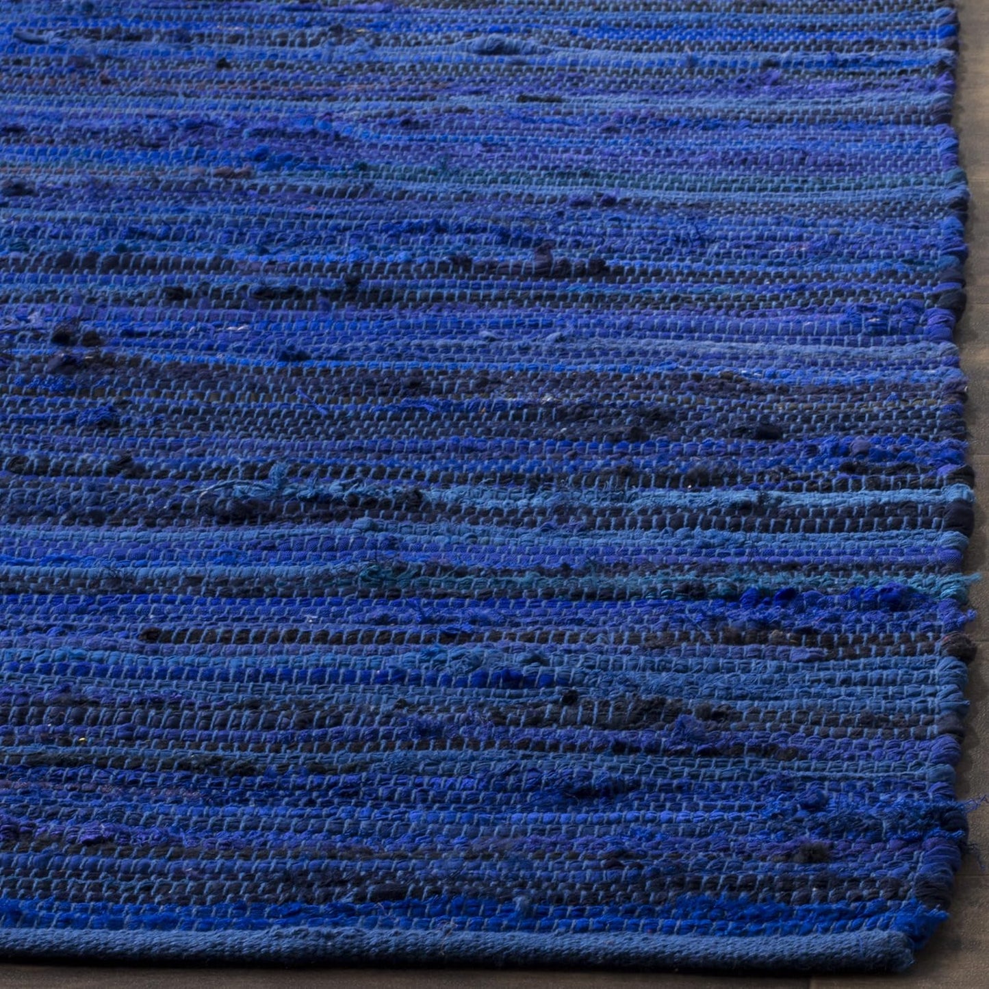 SAFAVIEH Area Rug 3x5 - Rag Rug Collection - Blue & Multi, Handmade Cotton, Boho Stripe Pattern, Ideal for Entryway, Living Room, Bedroom, Dining Space (RAR130B)