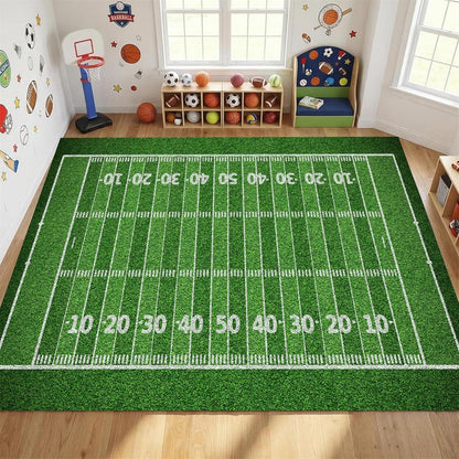 Sports Field Area Rug,5x7ft, Soccer Field Chalked Blackboard Football Stadium Board Painted Non-Slip Soft Carpet Floor Mat Indoor Living Room Bedroom Rugs Yoga Mat Home Decor