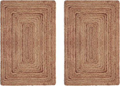 COTTON CRAFT Jute Rug - 2 Pack Braided 100% Jute Door Mat - Woven Neutral Reversible Small Rug - Entryway Kitchen Living Room Bedroom Bathroom Farmhouse Rustic Boho Throw Mat - 22 x 34 - Natural