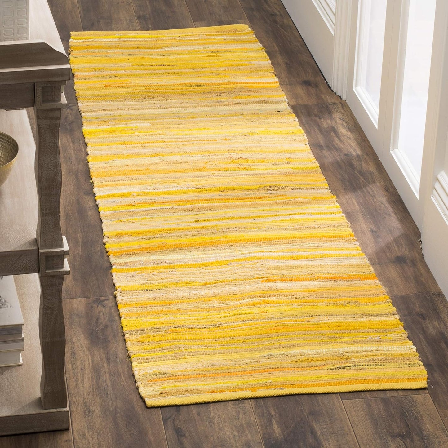 SAFAVIEH Area Rug 3x5 - Rag Rug Collection - Blue & Multi, Handmade Cotton, Boho Stripe Pattern, Ideal for Entryway, Living Room, Bedroom, Dining Space (RAR130B)