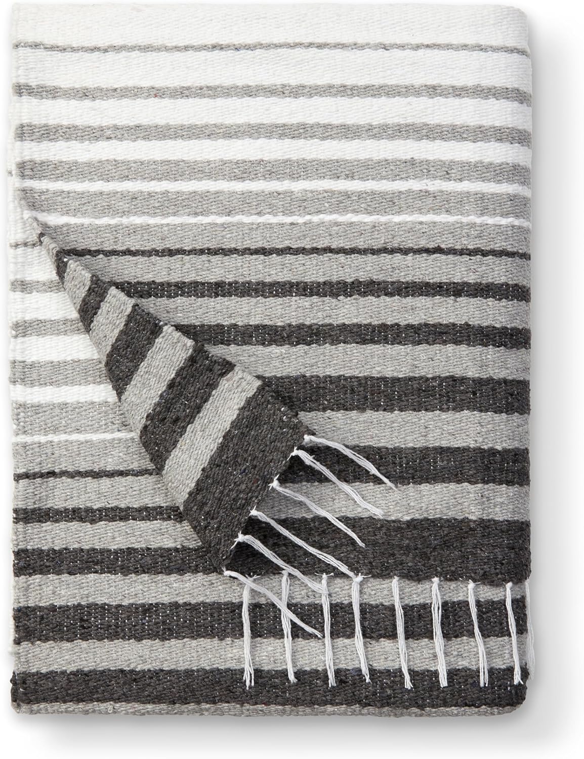 Mexican Blanket by Laguna Beach Textile Co - Beach, Yoga, Camping, or Decorative Throw Blanket - Traditional Handmade Serape (Ivory)