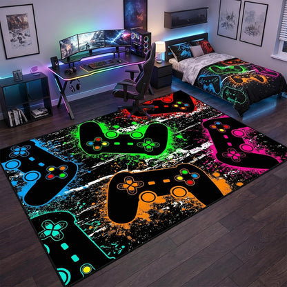 Game Controller Rugs for Bedroom Boys Living Room Gamer Gamepad Red Carpets Floor Mat Player Indoor Mats Gaming Art Design Home Decor Crystal Doormat Yoga Mats 3'x5'