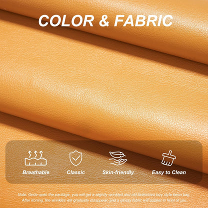 Hobestluk Giant Bean Bag Chair Lazy Floor Sofa, Memory Foam Fireside Sofa for Adults, Big Beanbag Faux Leather Armless Chair for Living Room Bedroom Dorm Office (Brown, Single)