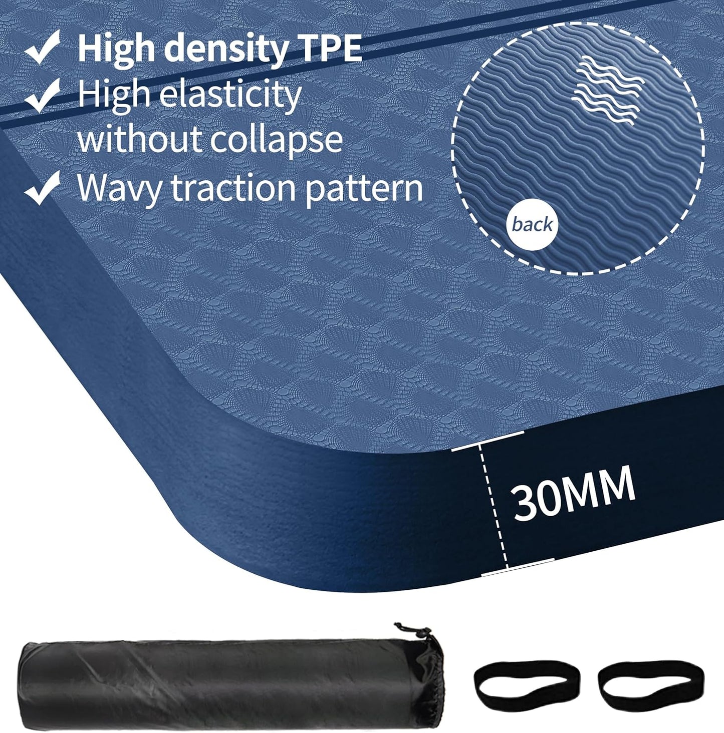 nuveti Large Exercise Mat - 15mm/20mm/30mm Thick Yoga Mat | Workout Mat for Fitness, Yoga, Pilates, Stretching & Floor Exercises for Women & Men with Free Carrying Bag
