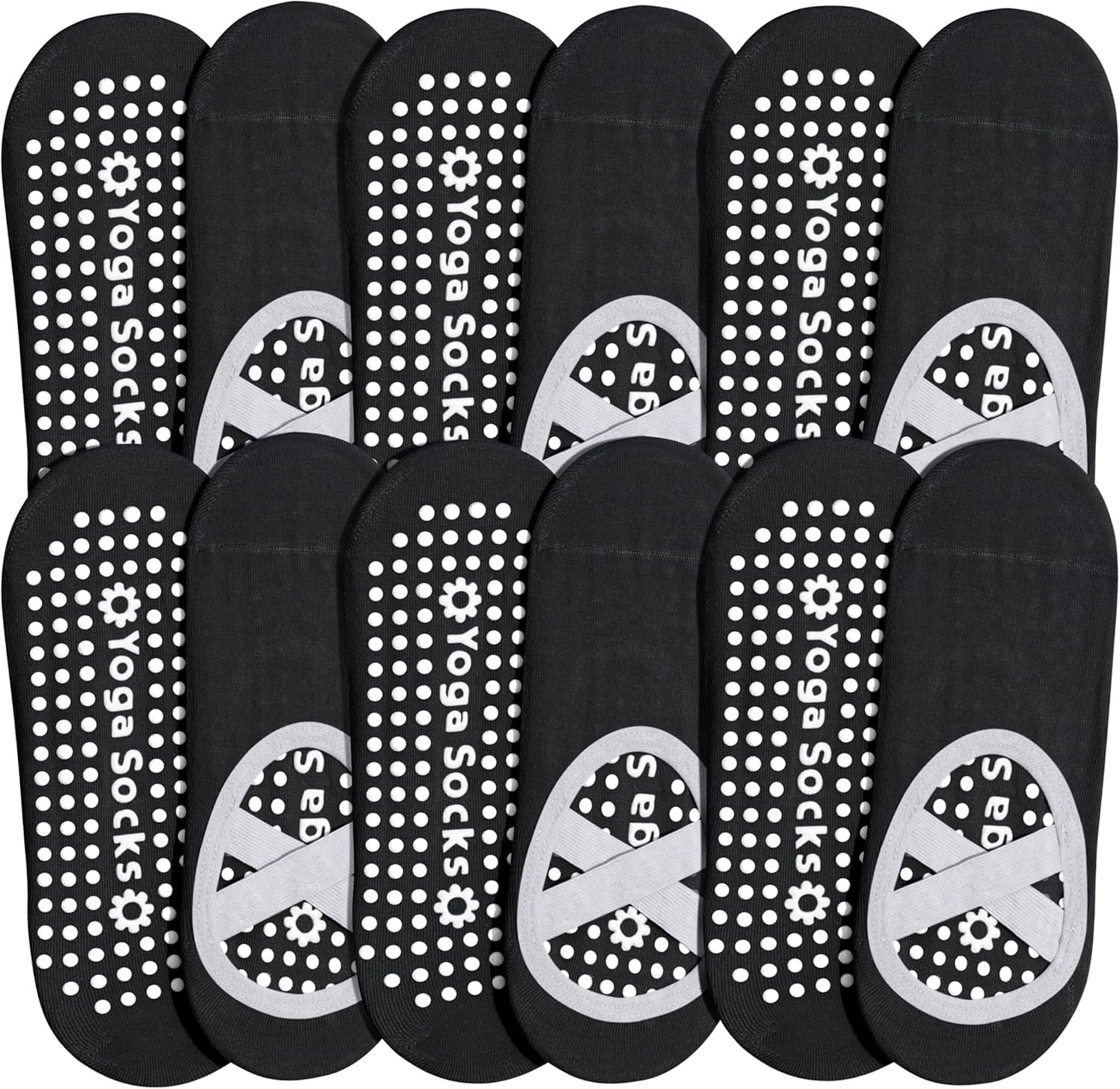 ihuan 6 Pairs Pilates Socks for women, Non-Slip Yoga Socks With Grip&Strap for Dance Barre Ballet Fitness Workout（5-9）