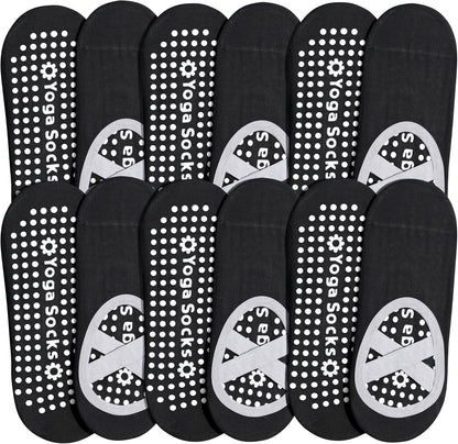 ihuan 6 Pairs Pilates Socks for women, Non-Slip Yoga Socks With Grip&Strap for Dance Barre Ballet Fitness Workout（5-9）