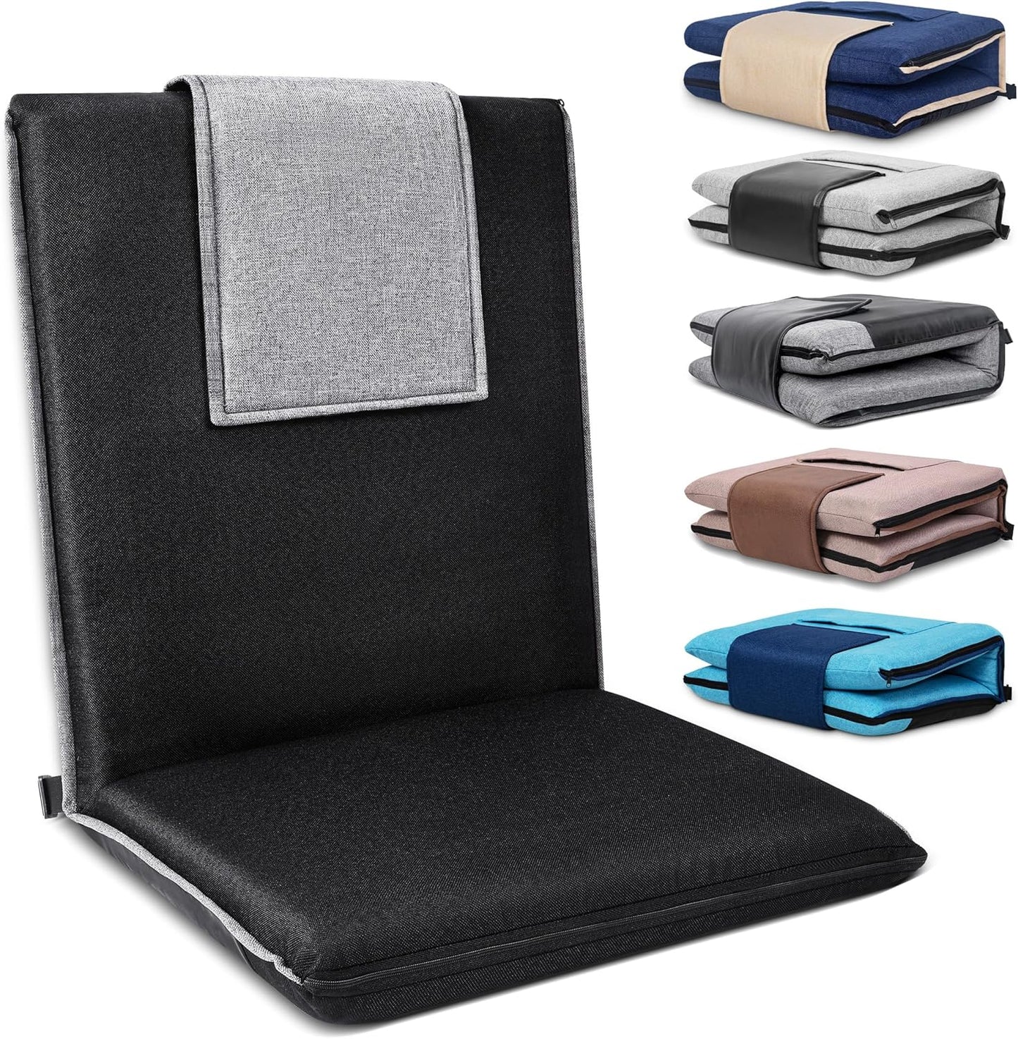 Floor Chair with Back Support 14-Position Adjustable Floor Chair Portable Ground Seating for Adults & Kids Foldable Meditation Seat with Japanese KOYO Bearings & Washable Linen Cover (Coffee)