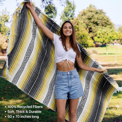 Benevolence LA Authentic Handwoven Mexican Blanket | Yoga Blankets, Outdoor, Picnic, Beach, Camping | Equestrian Saddle | Serape 50x70 inches - Coral, Pack of 1