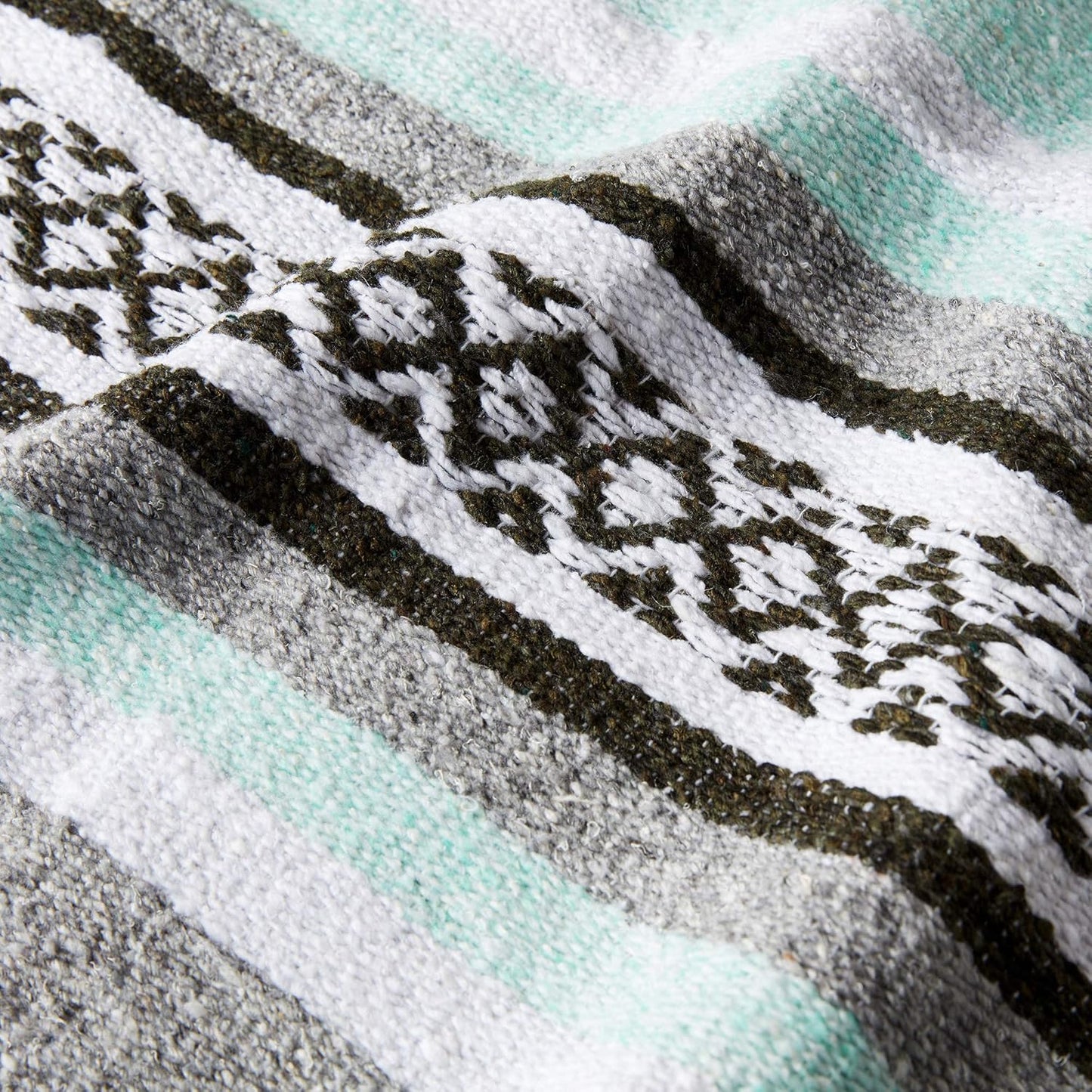 Mexican Blanket by Laguna Beach Textile Co - Beach, Yoga, Camping, or Decorative Throw Blanket - Traditional Handmade Serape (Ivory)