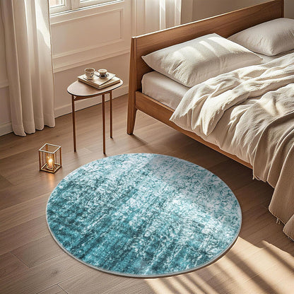 Carvapet 4ft Washable Round Rugs, Modern Abstract Circle Rug, Non Slip Rubber Backing Foldable Low Pile Carpet for Living Room Bedroom, 4ft Red/Orange Rug