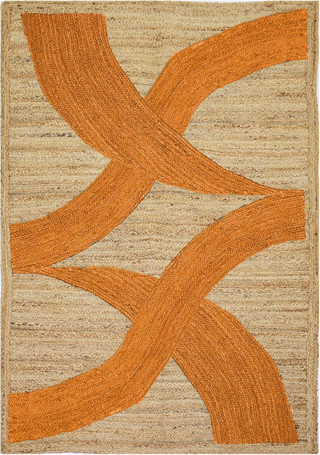 Premium Quality Jute Rug 4x6 Feet Area Rug Natural Fiber Jute Rugs Thick 0.27" Black Abstract Pattern Geometric Rugs for Kids Room, Living Room, Yoga Mat, Indoor Outdoor Carpet - Colors A