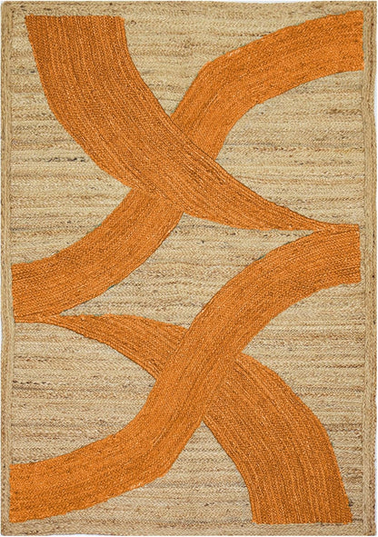 Premium Quality Jute Rug 4x6 Feet Area Rug Natural Fiber Jute Rugs Thick 0.27" Black Abstract Pattern Geometric Rugs for Kids Room, Living Room, Yoga Mat, Indoor Outdoor Carpet - Colors A