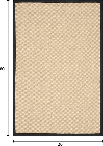 SAFAVIEH Area Rug 11x15 - Natural Fiber Collection - Large - Maize & Linen Color, Sisal, Woven Design with Border (NF141B) - Colors A