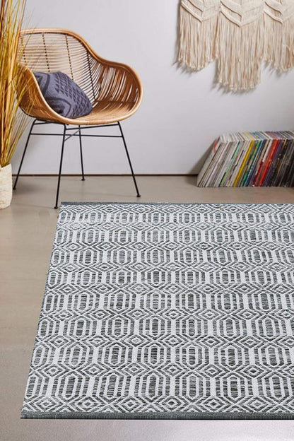 Chardin home Farmhouse Rug 24''x36'' Black-White | Recycled Cotton Hand Woven Rug, Long Boho Rug | Perfect for Hallways, Kitchens, Bathroom, bedrooms, Meditation Yoga Mat | Machine Wash