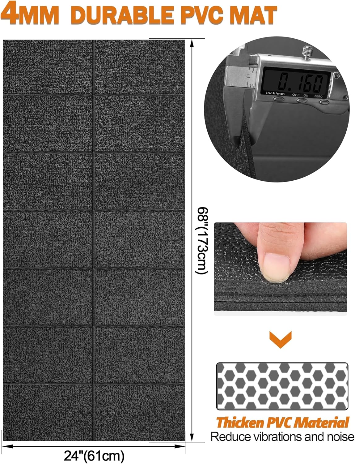 Treadmill Mat,70"x32",6mm Thickness Foldable Exercise Equipment Mat for Carpet Hardwood Floors, Compatible with Walking Pad,Spin Bike,Elliptical Trainer,Rowing Machine