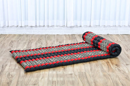 Leewadee - Kapok Roll Mat – Handcrafted Folding Sleep & Relaxation Mattress from Thailand, Ideal as Guest Bed, Camping Mat, Yoga Mat or Traditional Futon, 75 x 39 inches, Anthracite