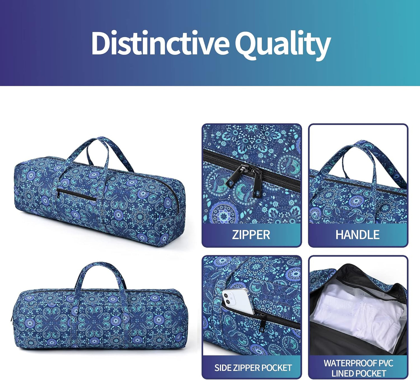 Boulder Bee | Yoga Mat Bag | Large Yoga Mat Carrier with Wet Pocket | Yoga Gifts | Gym Tote Bag for Women