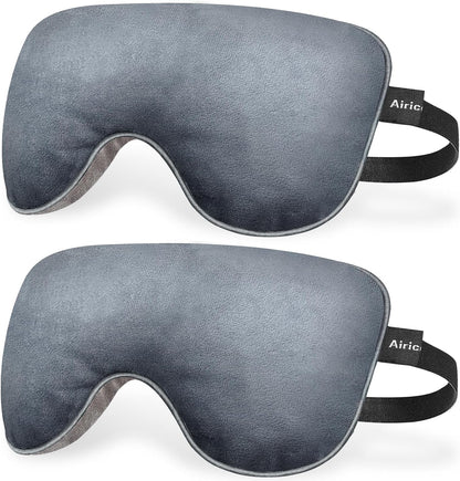 AiricePac Lavender Heat Eye Mask, Microwavable Moist Heating Pad for Dry Eyes, Blepharitis & Stye, Blue, Soft & Durable, Adjustable Strap