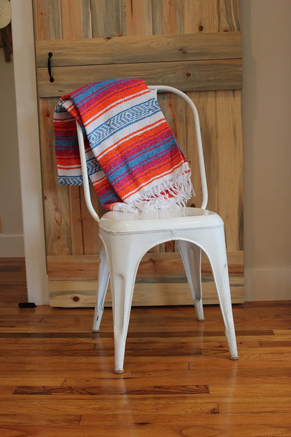 Del Mex Classic Mexican Blanket, Large Authentic Woven Falsa Throw (70"x50"), Artisan Southwest Décor for Beach, Yoga, Outdoors (Lavender)