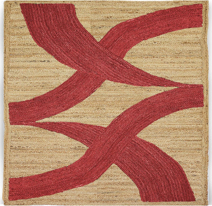 Premium Quality Jute Rug 4x6 Feet Area Rug Natural Fiber Jute Rugs Thick 0.27" Black Abstract Pattern Geometric Rugs for Kids Room, Living Room, Yoga Mat, Indoor Outdoor Carpet - Colors A