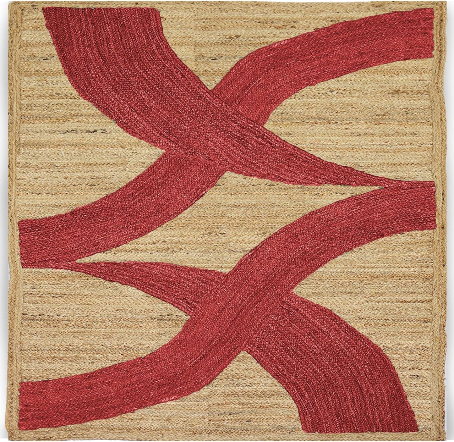 Premium Quality Jute Rug 4x6 Feet Area Rug Natural Fiber Jute Rugs Thick 0.27" Black Abstract Pattern Geometric Rugs for Kids Room, Living Room, Yoga Mat, Indoor Outdoor Carpet - Colors C