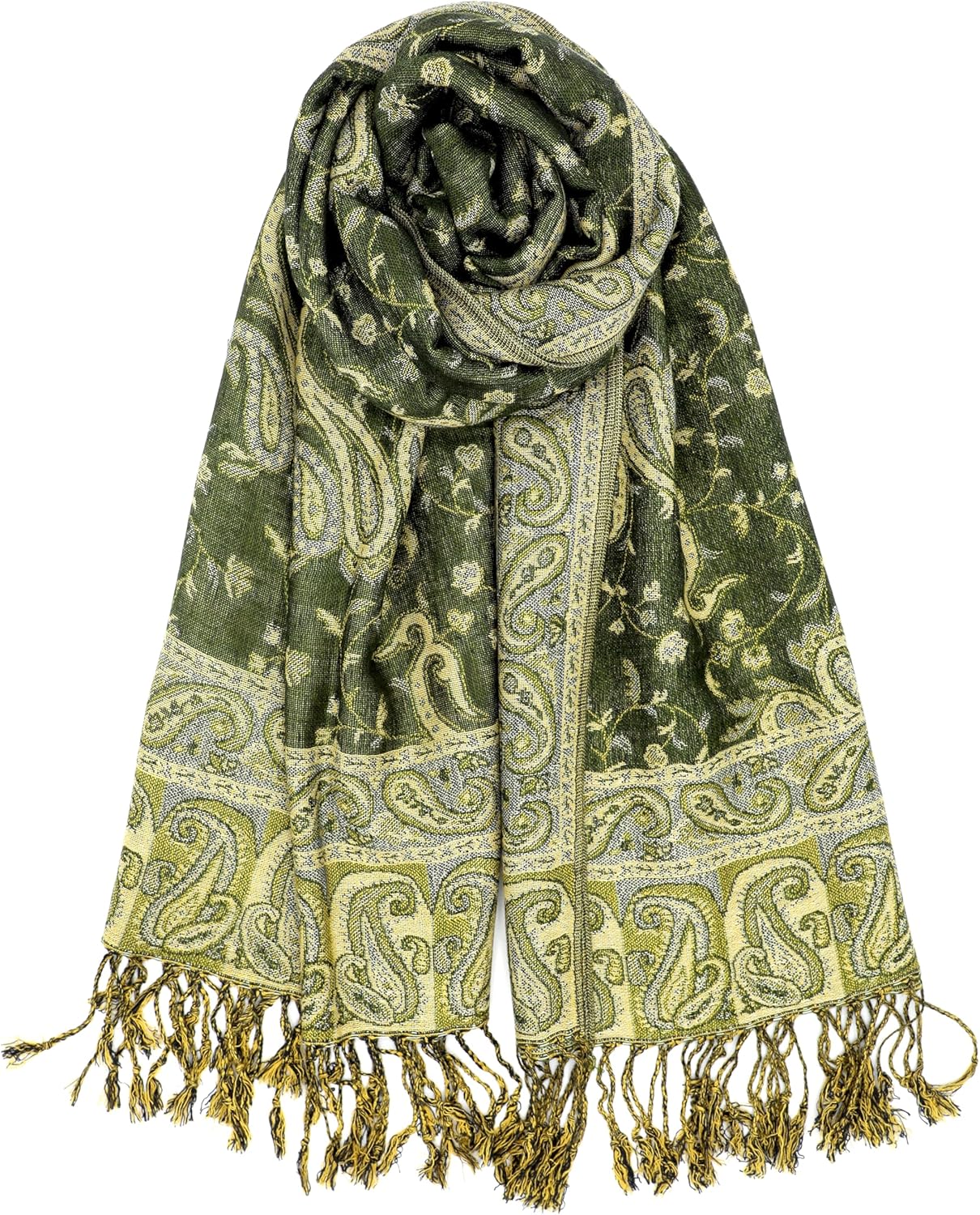 Achillea Reversible Paisley Pashmina Rave Scarf – Exotic Indian Shawls and Wraps for Evening Dresses, Festivals, All Seasons - Colors B