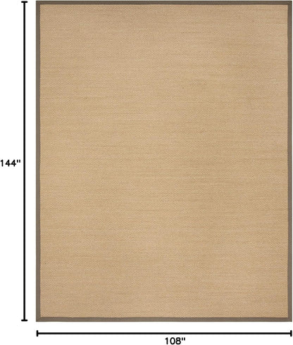 SAFAVIEH Area Rug 11x15 - Natural Fiber Collection - Large - Maize & Linen Color, Sisal, Woven Design with Border (NF141B) - Colors A
