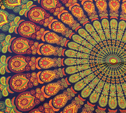 raajsee Purple Round Beach Tapestry Hippie/Boho Beach Blanket Mandala/Indian Cotton Throw - Round Tablecloth/Home Decor/Indie Rug Yoga Mat Meditation Picnic Rugs 127 CM / 50 INCHE Circle