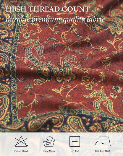 Achillea Reversible Paisley Pashmina Rave Scarf – Exotic Indian Shawls and Wraps for Evening Dresses, Festivals, All Seasons - Colors A