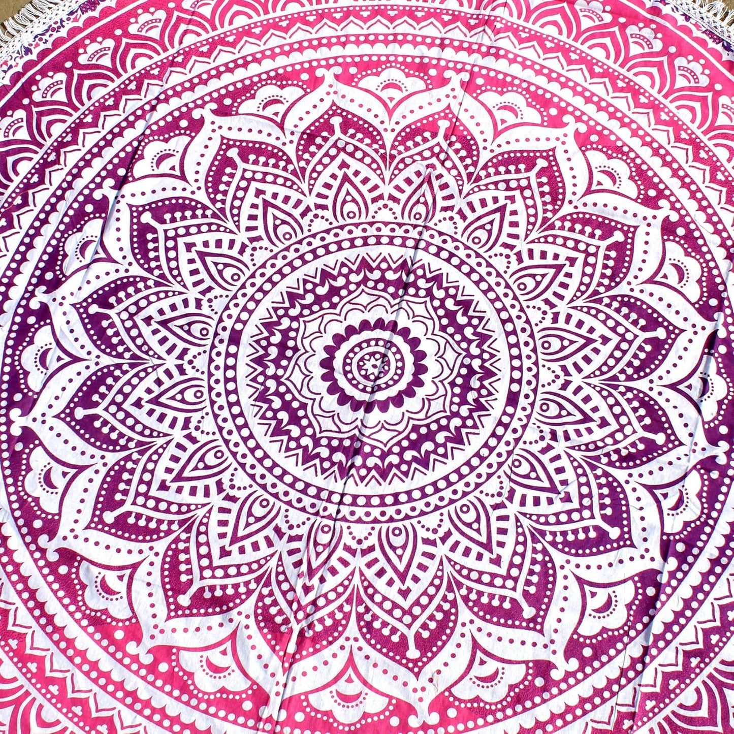 Mandala Round Beach Tapestry Boho Hippie Blanket Bohemian Large Table Cloth Home Decor Yoga Mat Meditation Picnic Rug Throw Hippy Gypsy Tablecloth Roundie (42 Inches, Orange And Blue)
