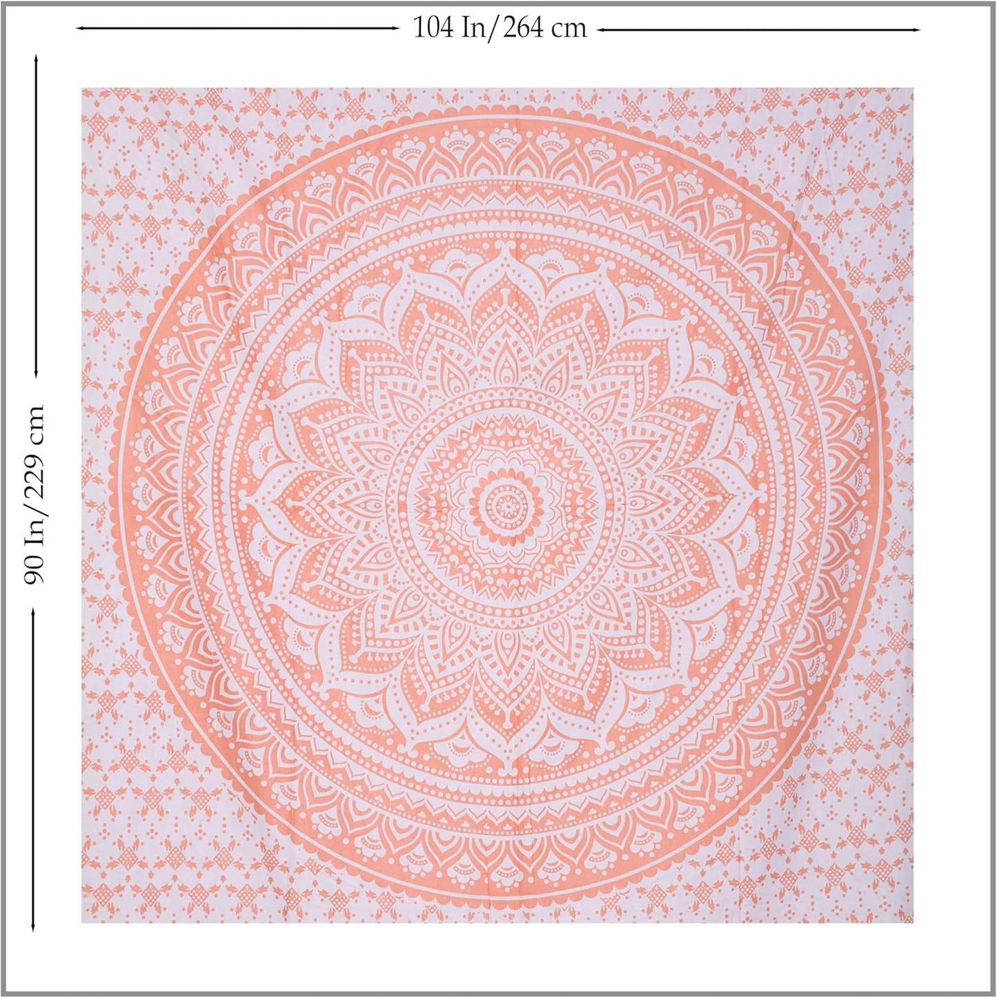 THE ART BOX Original Gold Tapestry Wall Hanging Mandala – Cotton Throw Tapestry – Boho Bedding White and Gold Medium Bedspread 54x60 Inches – Meditation & Yoga Rug Mat
