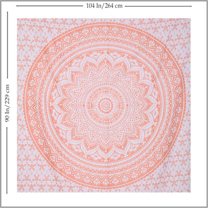 THE ART BOX Original Gold Tapestry Wall Hanging Mandala – Cotton Throw Tapestry – Boho Bedding White and Gold Medium Bedspread 54x60 Inches – Meditation & Yoga Rug Mat