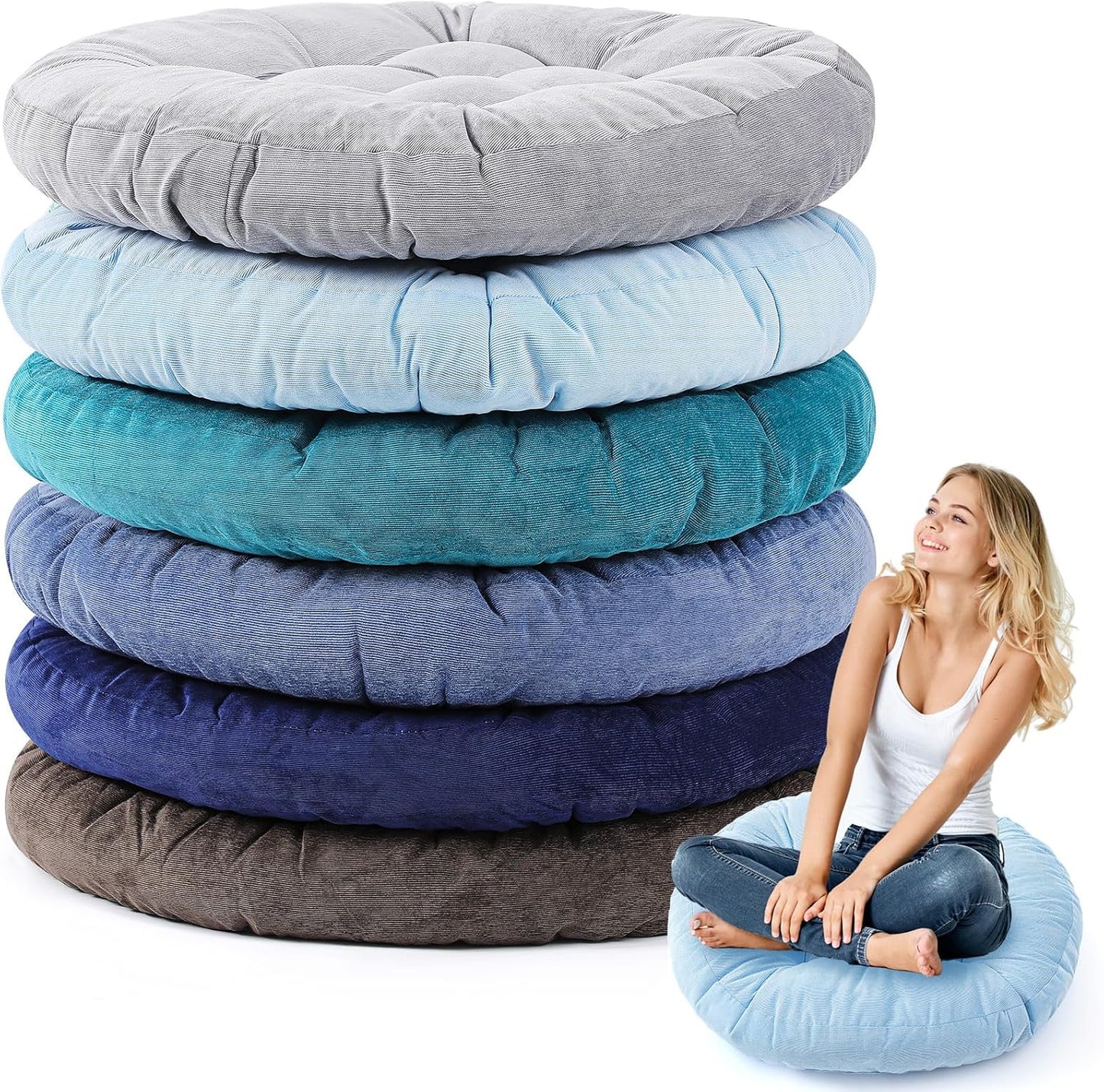 Jerify Floor Pillow Cushions Large Round Square Large Meditation Floor Pillow for Classroom Adult Meditation Picnic Party Seating Learning Daycare School(Square,Mixed Colors,4 Pcs)
