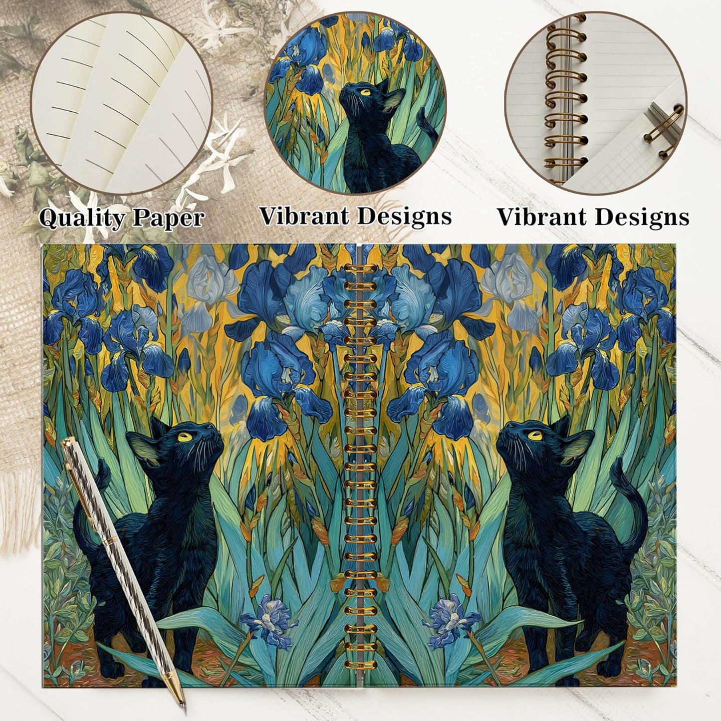 Journaling Notebooks for Women, Lotus Notebook -Meditation Yoga Spiritual Inspirational Planner Notebook Journal Gifts, A5 Spiral Journal Notebook Office Supplies Gifts for Women Birthday Christmas (Golden)