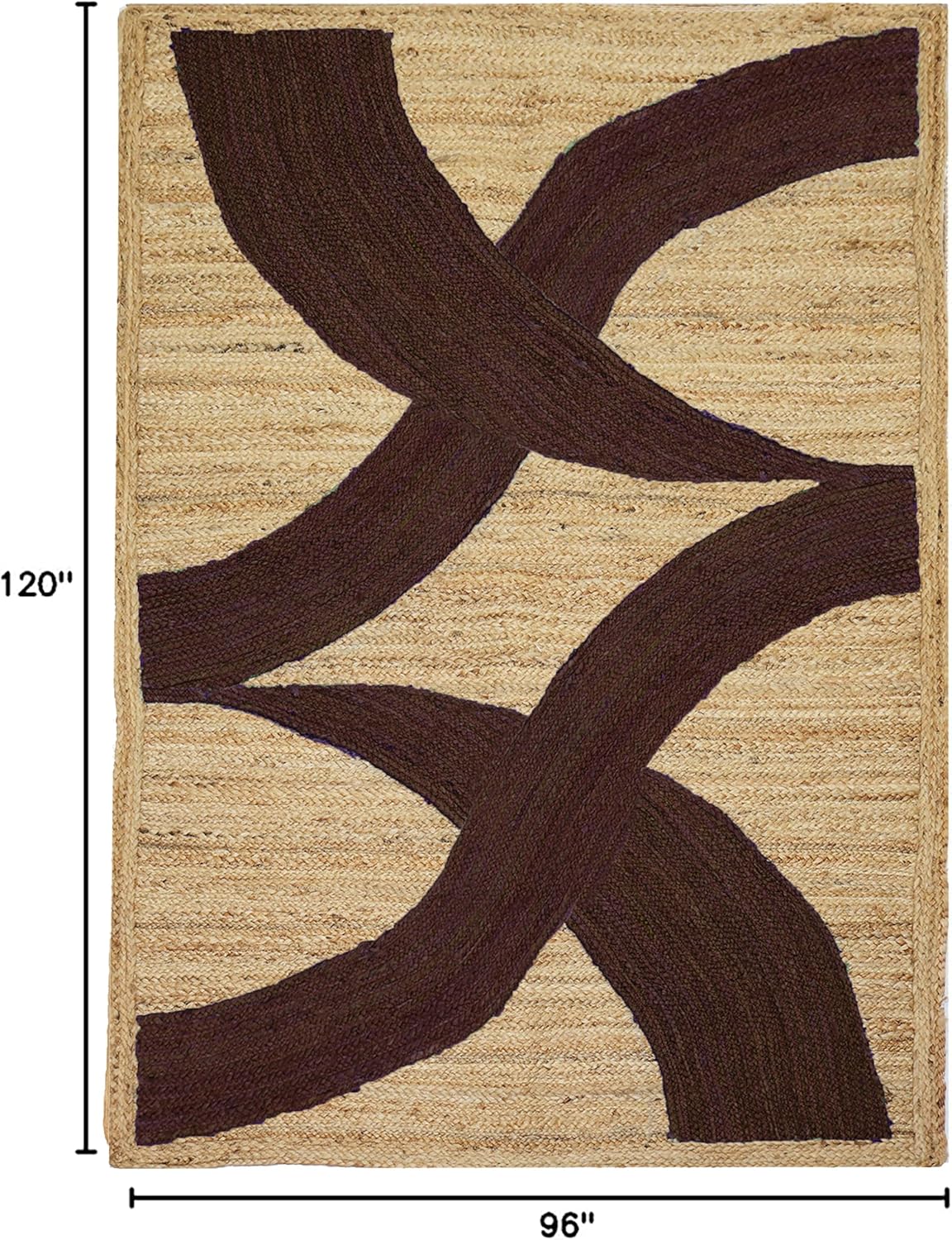 Premium Quality Jute Rug 4x6 Feet Area Rug Natural Fiber Jute Rugs Thick 0.27" Black Abstract Pattern Geometric Rugs for Kids Room, Living Room, Yoga Mat, Indoor Outdoor Carpet - Colors B