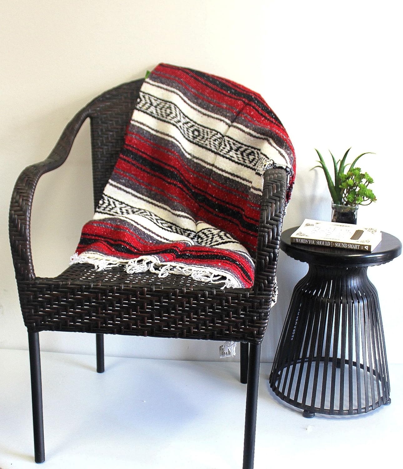 Del Mex Classic Mexican Blanket, Large Authentic Woven Falsa Throw (70"x50"), Artisan Southwest Décor for Beach, Yoga, Outdoors (Lavender)
