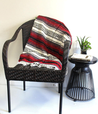 Del Mex Classic Mexican Blanket, Large Authentic Woven Falsa Throw (70"x50"), Artisan Southwest Décor for Beach, Yoga, Outdoors (Lavender)