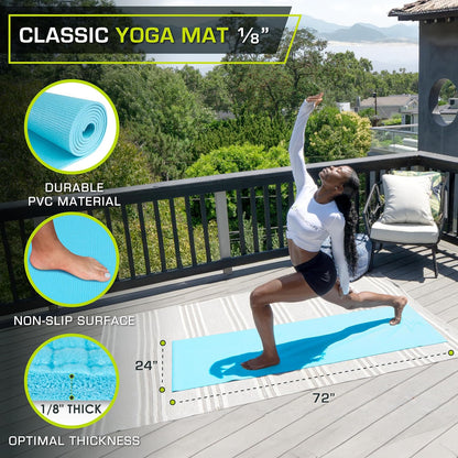 ProsourceFit Classic Yoga Mat 1/8” (3mm) Thick, Extra Long 72-Inch Lightweight Fitness Mat with Non-Slip Grip for Yoga, Pilates, Exercise
