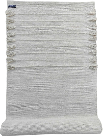 Indian Handmade100 % Organic Anti Skid Multi Colour Cotton Yoga Mat - Eco-Friendly Hand-Woven Rug - Non-Slip & Thick (24”x72”x5mm) for Hot yoga & Everyday Fitness at Home - Comfortable & Foldable Extra-Long Mat